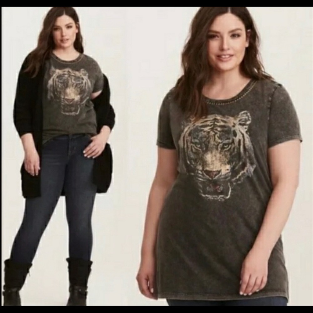 Torrid Mineral Wash Embellished Tee 0X